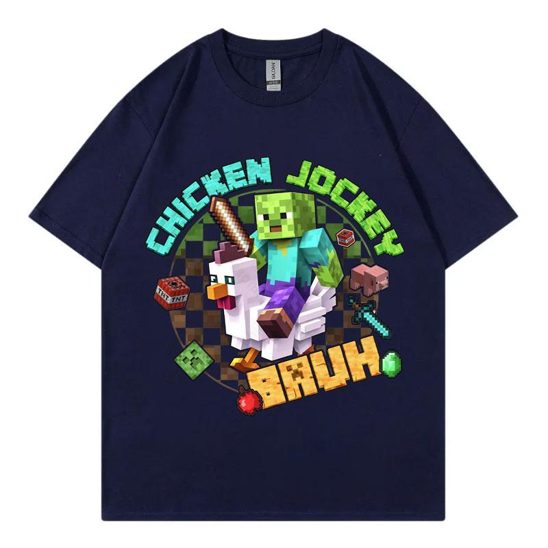 Funny Chicken Jockey Graphic T Shirts High Quality Fashion Y2k Clothing Tshirt Men Women Harajuku Cartoon Short Sleeve Tshirts