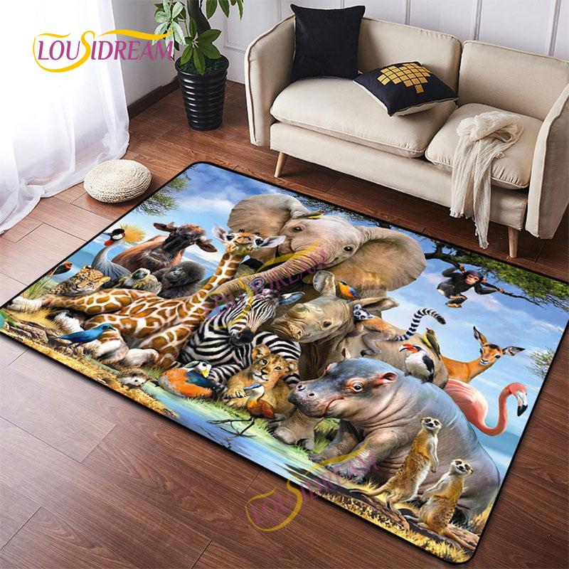 Animal Art Tiger Washable Square Soft Wolves Rug Living Room Bedroom Decorative Floor Mat Kitchen Bathroom Door Mat carpet.