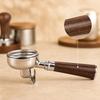 2 Ears Coffee Brewing Component Double-Spout Portafilter with Wooden Handle