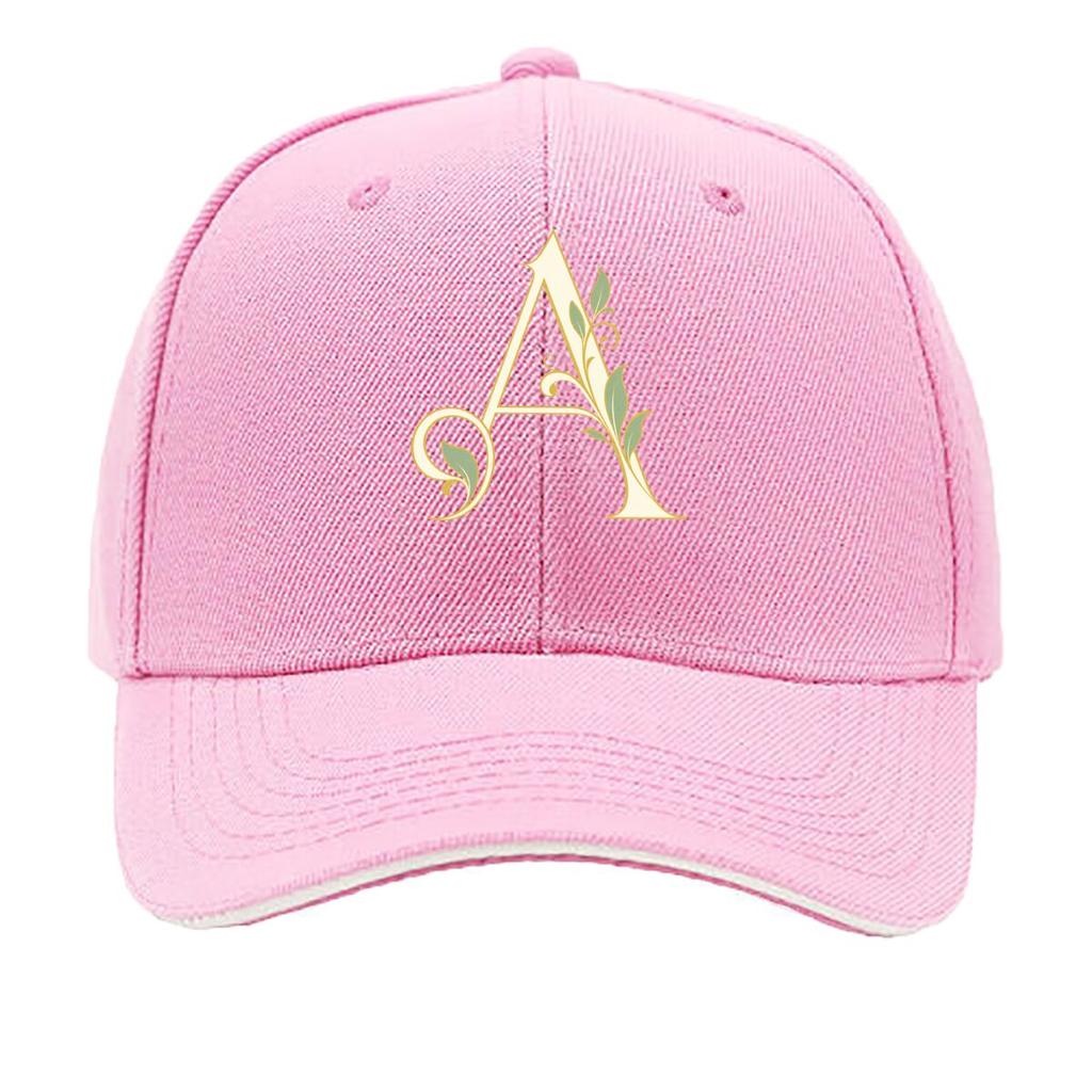 Elegant Botanical Letter A Monogram Sandwich Baseball Cap Sun Cap Outdoor Workouts Hat