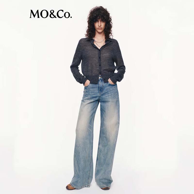 MO&Co. Women's Sheer Short Lapel Knit Cardigan