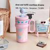 Cartoon Style Insulation Cup For Girls With Large Capacity And Builtin Straw For Home Use