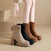 Fleece Autumn and Winter Waterproof Table, High-heeled Short Boots, Women's Thick-soled Thin Boots, New Boots.
