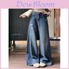 Vintage Distressed Denim Jeans For Women Autumn High Waist Straight Leg Relaxed Fit Casual Pants