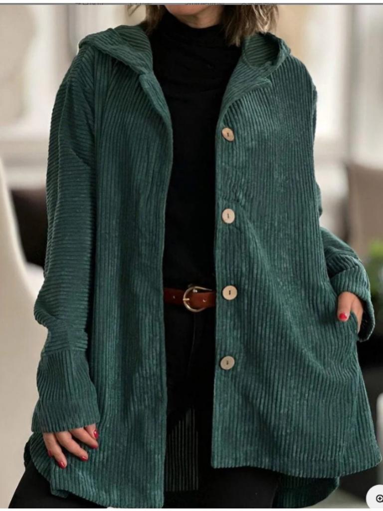 Women's outerwear top 2025 autumn new style hooded loose fitting women's corduroy casual jacket