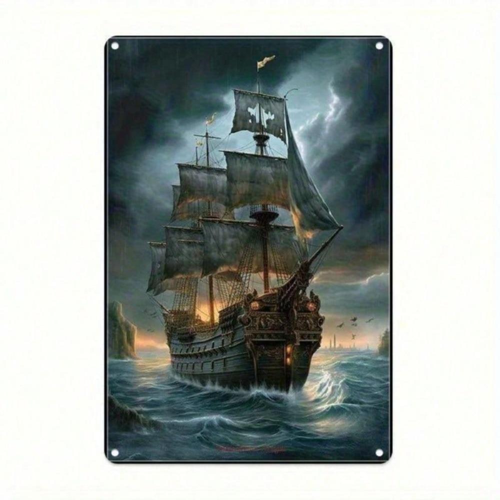 Vintage Metal Poster Ship Marine Style Bar Wall Decor