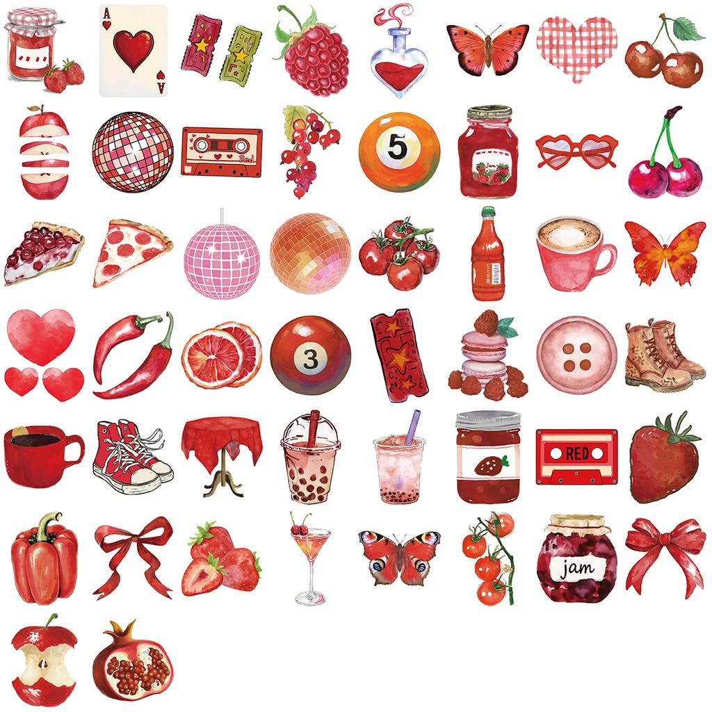 50PCS Cherry Downtown Stickers, Colorful Graffiti Decorative Stickers for Cups, Notebooks, Phones, and Luggage