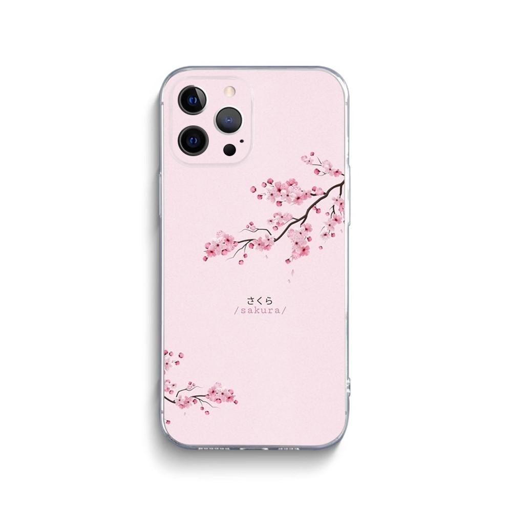 Pink Sakura Phone Case For iPhone 15 14 13 12 11 Pro Max Xs Xr X 7 8 Plus 12 13 Mini Silicone Clear Cover
