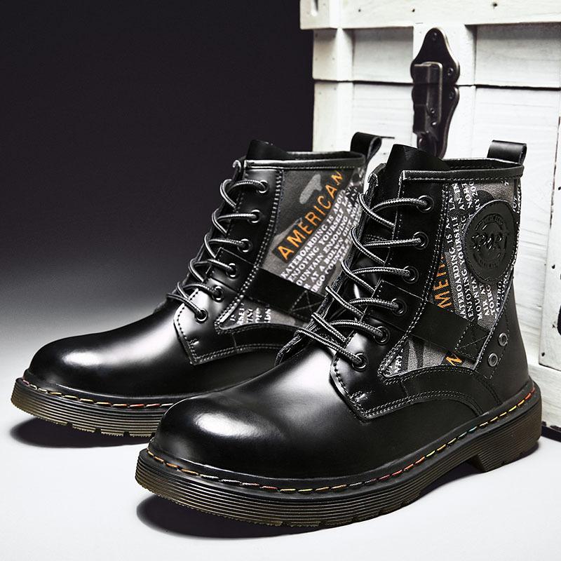 Martin Boots Big Yellow Boots High Top Men's and Women's Shoes Long Tube Tooling Velvet Locomotive European and American Height Increase Versatile Co