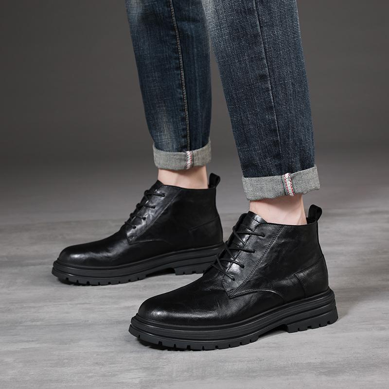 Fashion Black Men's Boots High Quality Minimalist British Style Outdoor Leisure Business Party Wedding Comfortable Motorcycle Shoes Hot
