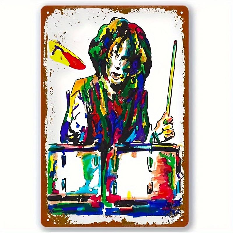 Vintage Schlagzeuger Anhänger Metall Blechposter Schlagzeug Metall Blechschild Poster Platte für Schlagzeuger Café Garage Fitnessstudio oder Boxclub Dekor