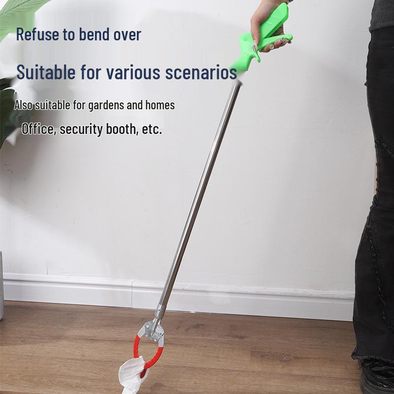 Stainless Steel Long-Handled Trash Grabber Tongs for Sanitation and Retrieval