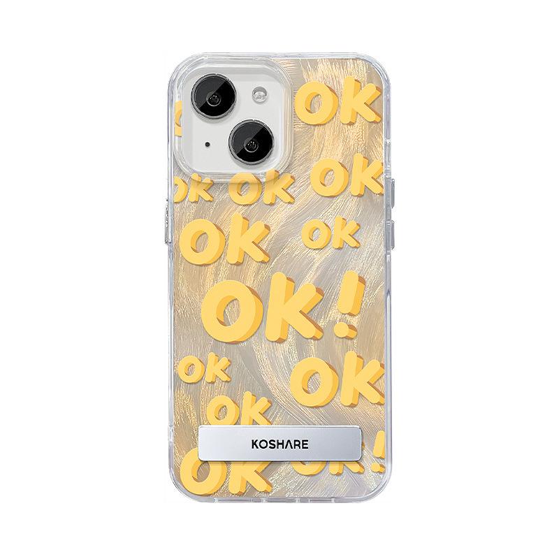 Applicable To Apple 14 Mobile Phone Case Summer Iphone13 Smudge English Ok Invisible Bracket 12 Feather Yarn IMD Advanced