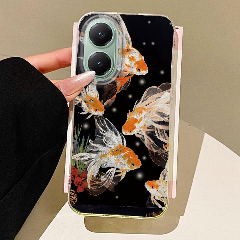 

Чехол для телефона с текстурой пера карпа кои, золотой рыбки, красного карпа для Xiaomi Poco X5 X7 M6 Pro X6 X3 Pro NFC C75 C71 C65 C61 M5S TPU-чехол poco X5 5G белый