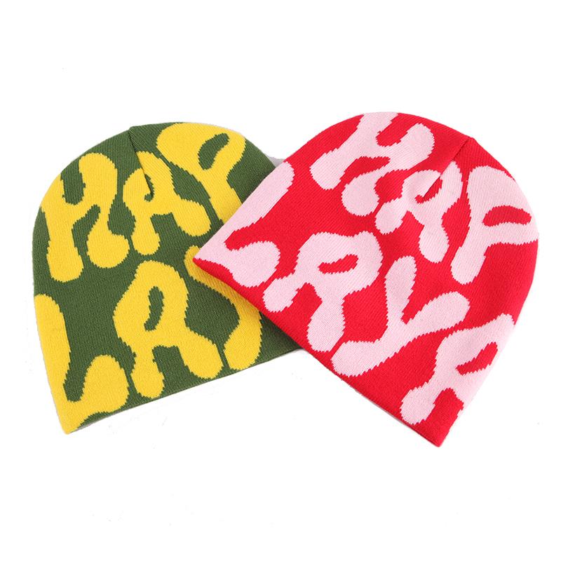 Unisex Running Acrylic Hat Jacquard Beanie Custom Logo Big Letter Knit Beanie Hat
