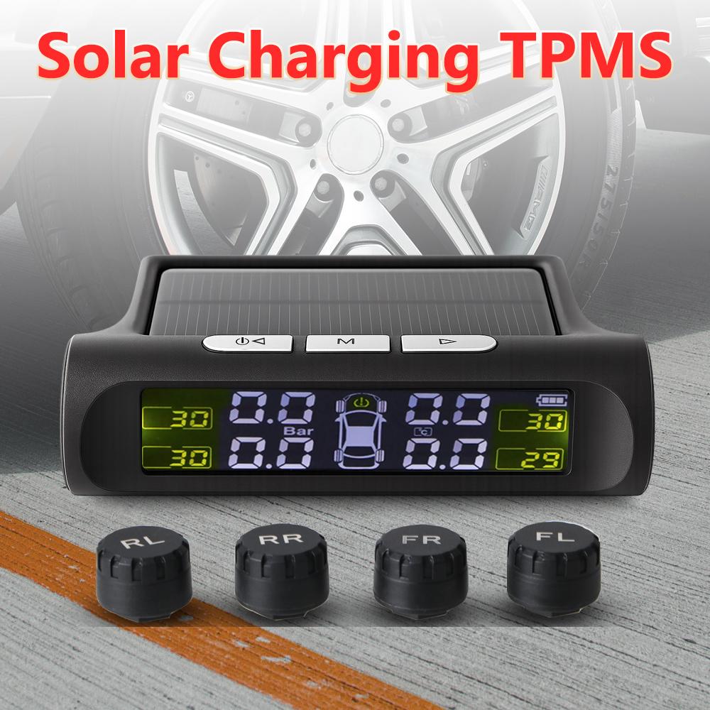 Solar Charging Digital LCD Display Smart Car TPMS Universal Tire Diagnostic Kit Auto Security Alarm Tyre Pressure Monitoring System