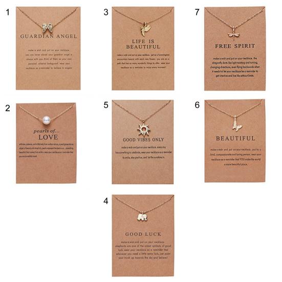 Women Pendant Alloy with Card Creative Mini Wing Shape Collarbone Chain Small Gift