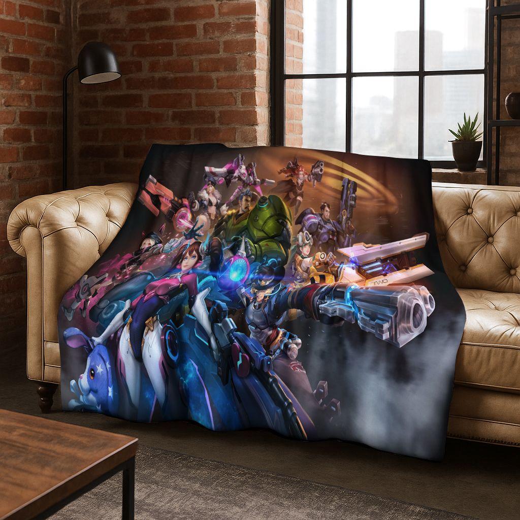 Game OW Overwatch D.VA Mei Reaper Cartoon 3D Flannel Blanket,Cozy Soft Throw Blanket for Home Bedroom Bed Sofa Picnic Cover Gift