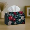 1pc Retro Dark Floral Tissue Holder Featuring Red And White Flowers with Green Leaves - Napkin Storage Organizer Suitable for Kitchen, Car, Elegant De