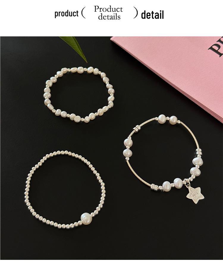 Elegant Pearl Star Pendant Bracelet for Women - Light Luxury Silver Wristband Jewelry