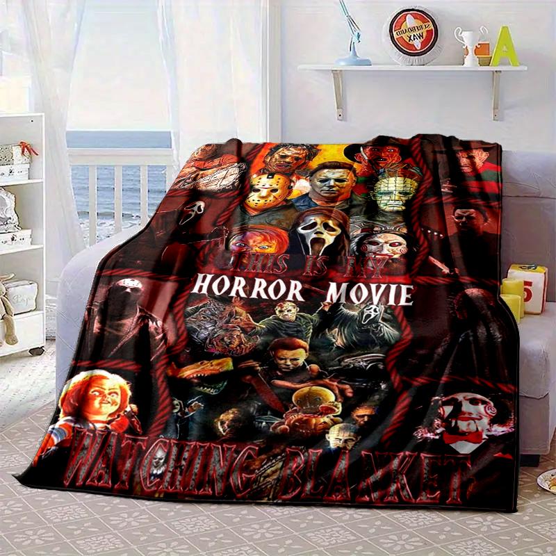 Horror Movie Characters Collage Blanket Flannel Blanket for bed, sofa, Camping, Hiking, Picnic Essentials, gift for family Fan gifts