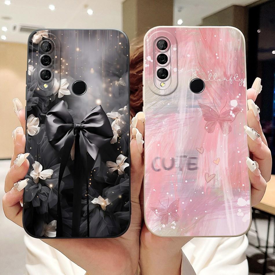 For Huawei Y6p MED-LX9 MED-LX9N Beautiful Bow Rose Painting Phone Case For Huawei Y6P 2020 Soft Silicone Shockproof Cases