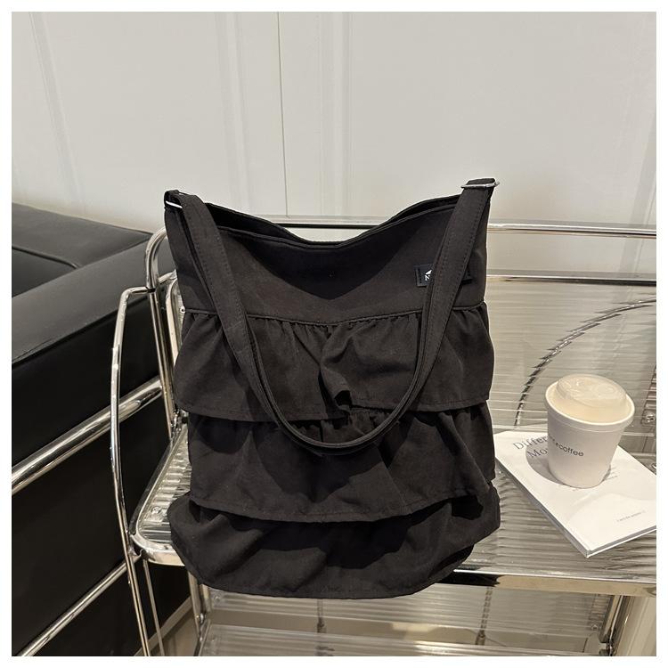 Korean Skirt Ruffle Cloth Bag Women's 2025 New Trendy Fashion Niche Tote Bag Large Capacity Messenger Bag