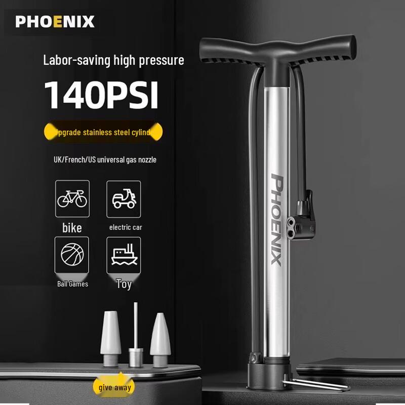 Phoenix High-Pressure Foot Pump for Bikes and Scooters