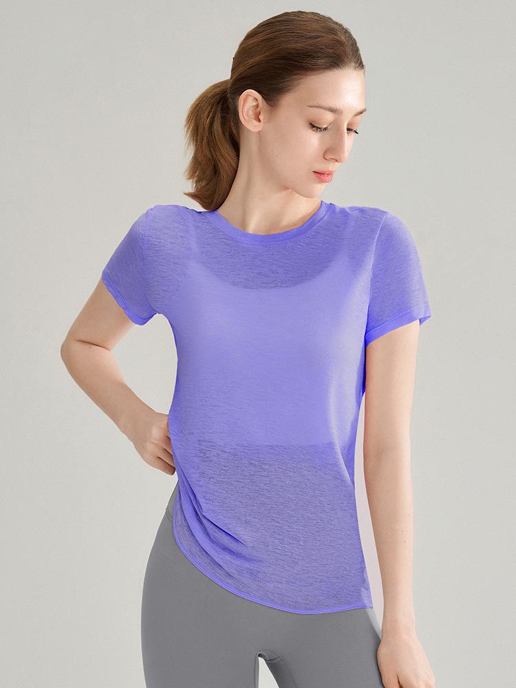 Women's Bamboo Yarn Hollowed Back Quick-Dry Yoga T-Shirt