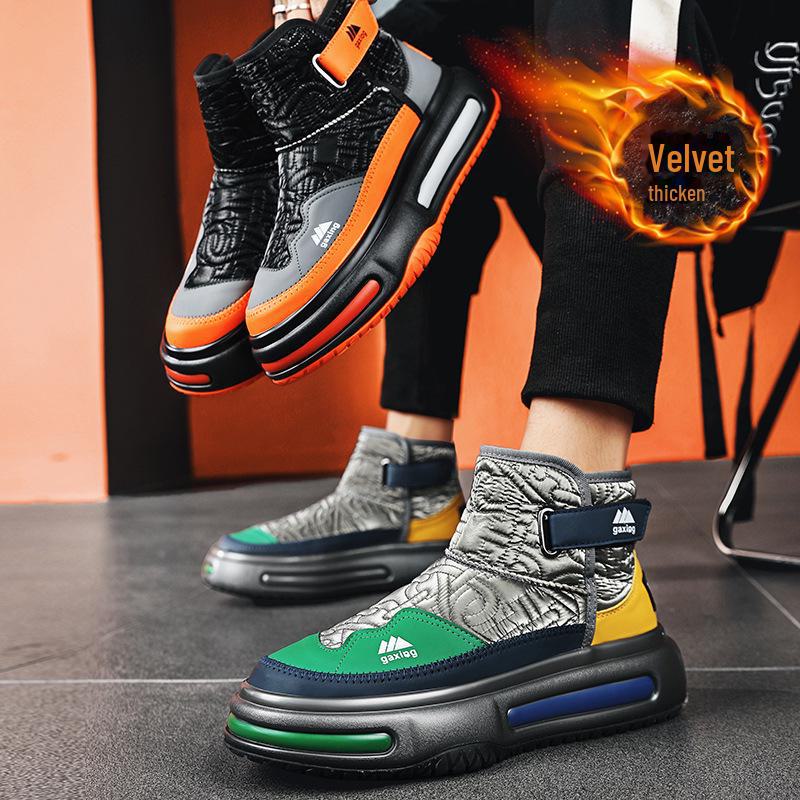 Men's High Top Winter Snow Boots with Velvet Lining and Cold-Resistant Casual Design