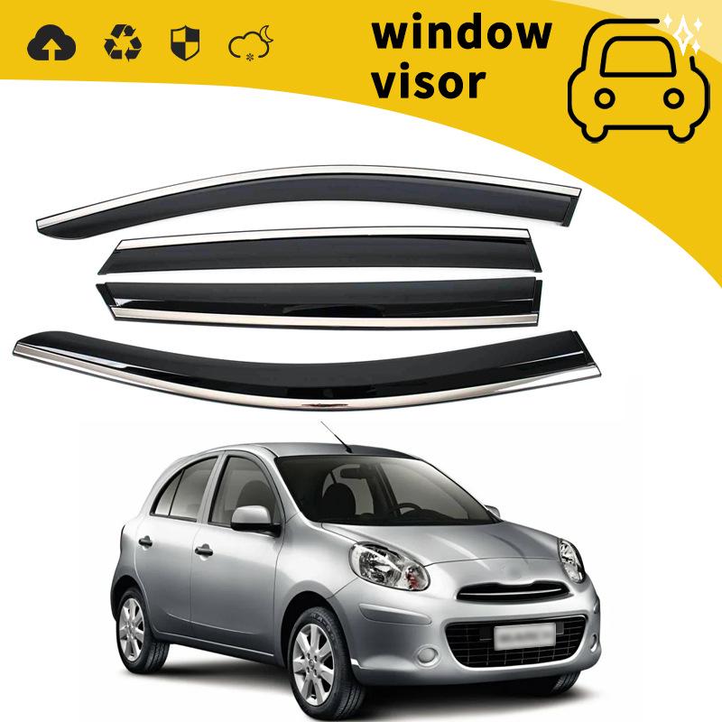 

Nissan March Дождевик/Солнцезащитный козырек Дефлектор двери для 10 моделей - Защитите и украсьте ваши окна