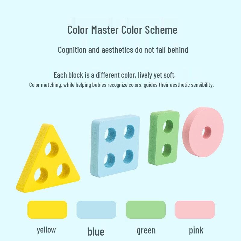 Wooden Rainbow Tower Stacking Rings: Educational Puzzle for Kids - Tower of Hanoi Building Blocks Toy.