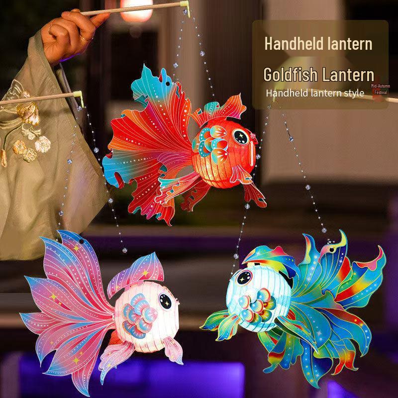 DIY Chinese-Style Luminous Lantern Kit: Mid-Autumn Festival Handheld Honeycomb Goldfish & Flower Lanterns for Kids