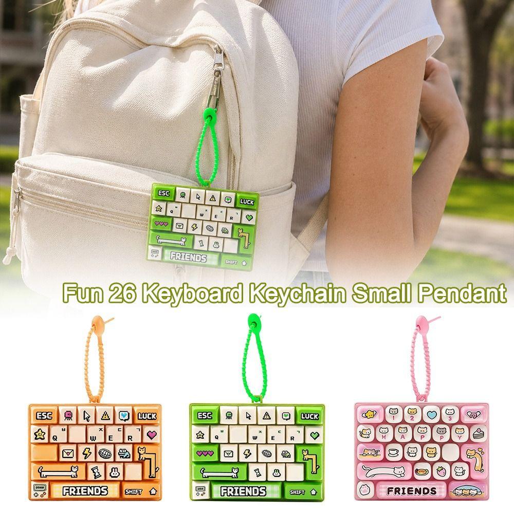 Clear Key Sounds Stress Relief Decompression Toy 26-key Press Button Toy  Bag Ornament
