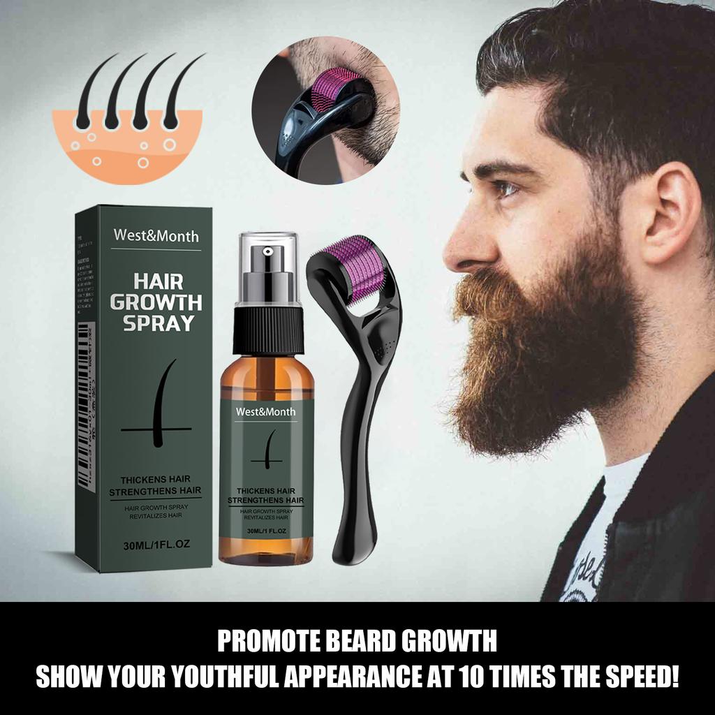 Set Spray Crescita Barba Uomo Naturale Essenza Crescita Barba Spray Idratante Nutriente Follicoli Piliferi Soluzione Nutriente per Barba