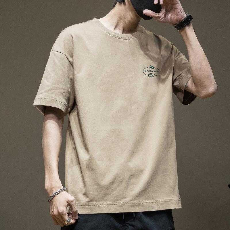 Retro Short Sleeved T-shirt for Men's Summer Fashion Brand Pure Cotton T-shirt with Fashionable Pattern