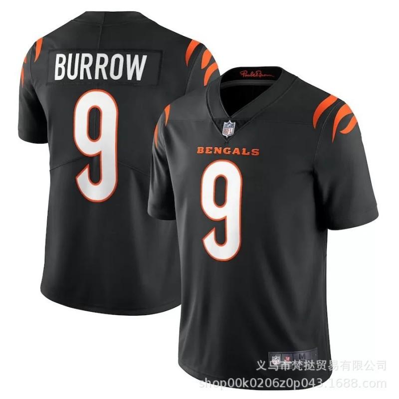 Cincinnati Bengals NFL Football Jersey Burrow 9 Chase 1 Embroidered Fan Wear Unisex V-Neck Cotton Sport Shirt
