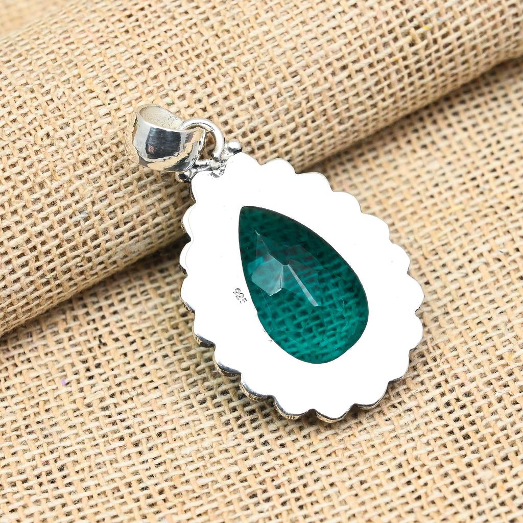 Pandantiv minunat de bijuterii din argint 925, realizat manual, cu piatră prețioasă indicolită, pentru Ziua Memorialului