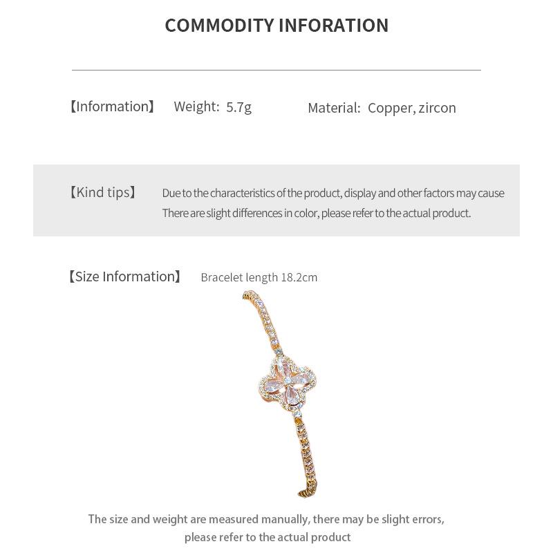 Altın Kaplama Zirkon Baklava Çiçek Bileklik - Soğuk Tarz, Çok Yönlü, Hafif Lüks, Üst Düzey El Takısı