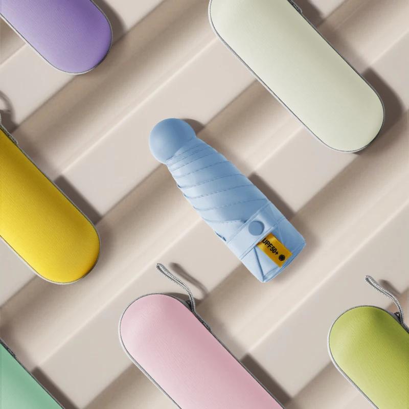 Mini deštník Kapslový deštník Slunečno a deštivo Dualuse Nepromokavá ochrana proti slunci Venkovní cestování Přenosný slunečník deštník