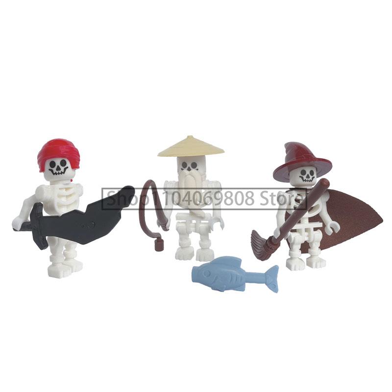 MOC Halloween Building Blocks Skeleton Army Knight Figures Flame Horse Medieval Vampire Furniture Assembly DIY Bricks Toys Gifts