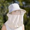 Sombrero de Pescador Malla Transpirable Protector Facial Ala Ancha Protección UV Protector Facial y de Cuello Completo Sombrero de Sol Protector Solar de 360 Grados Cordón Ajustable Exterior