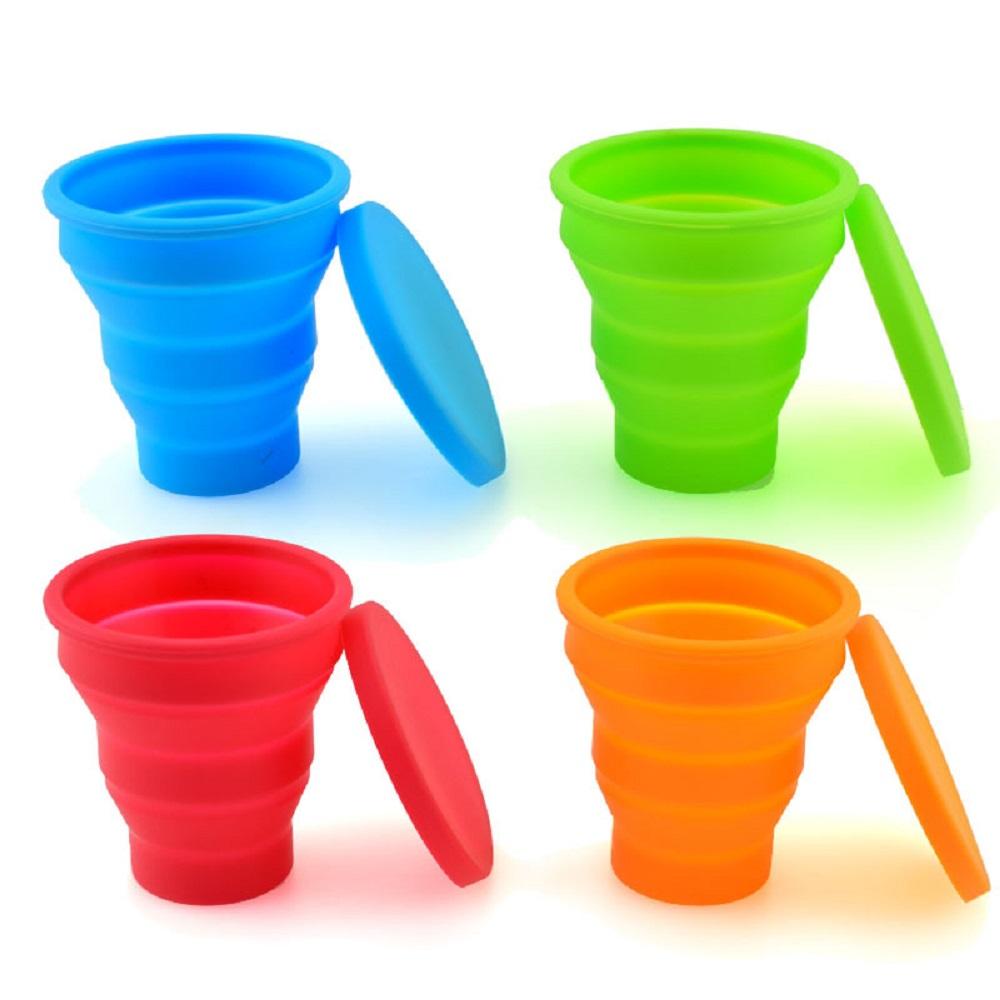 Hot Sale Portable Silicone Retractable Folding Cup With Lid Outdoor Telescopic Collapsible Drinking Cup Travel Camping Water Cup