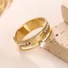 Fashionable Classic Engraved Titanium Steel Ring, Double-layer Design with Inlaid Zircon, Men's and Women's Accessories