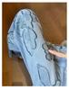 Blue flower embroidered wide-leg jeans women's summer new high-waisted and thin loose floor-mopping straight-leg pants
