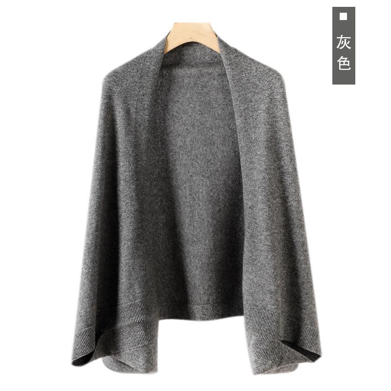 

Кашемировая шаль женская теплая иностранная вязаная накидка высокого класса шарф двойного назначения 100-135CM серый