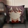 Cute Hu Tao Genshin Impact Cushion Cover Natural Linen Organic Fabric Double-Sided Printing Sofa Home Decor Gift Pillow Case