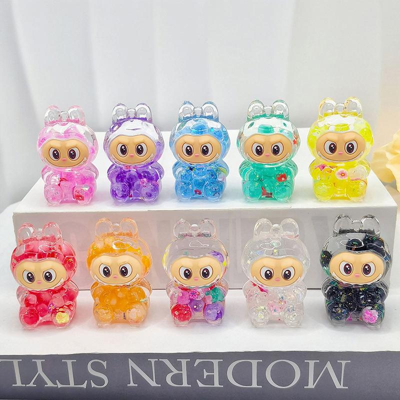 Akrylové Kreativní Ozdoby Tekutý Písek Noctilucentní Bublinkové Korálky Labubu Výbušný Flash Písek Láhev Klíčenka Přívěsek DIY Doplňky