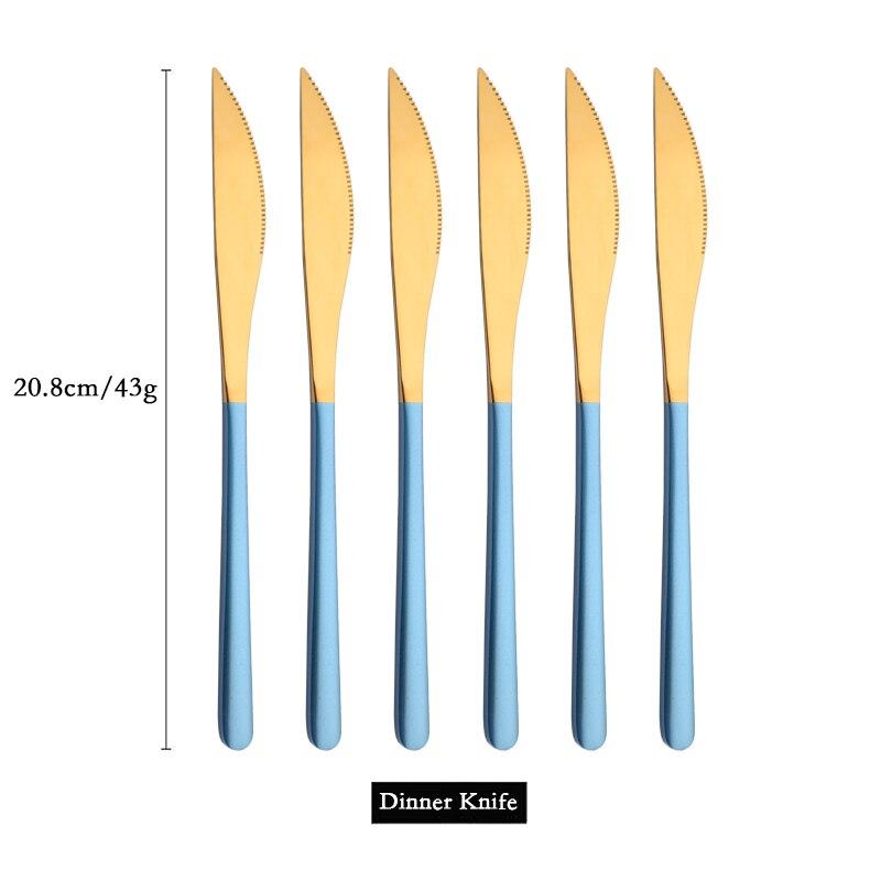 6 PCS Stainless Steel Rainbow Steak Knife Sharp Table Knives Set Restaurant Cutlery Dinner Knife Black Dinnerware Set