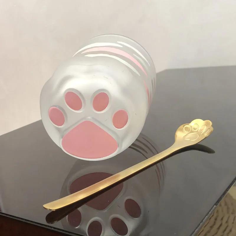 Cat's Claw Cup Cute Glass Couple Creative Cat's Foot Cup Household Water Cup Ins Casual Breakfast Glass Cup